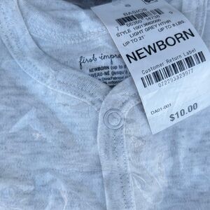 NIB Newborn Light Gray Onesie First impressions